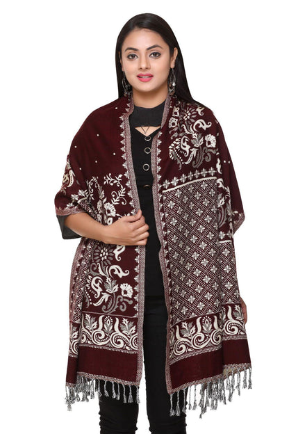 Women's Woolen Floral Pattern Winter Stole